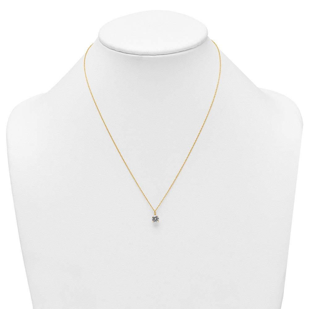 14k Yellow Gold Polished 6.00mm Round CZ Solitaire 18 inch Necklace