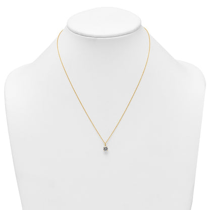14k Yellow Gold Polished 6.00mm Round CZ Solitaire 18 inch Necklace