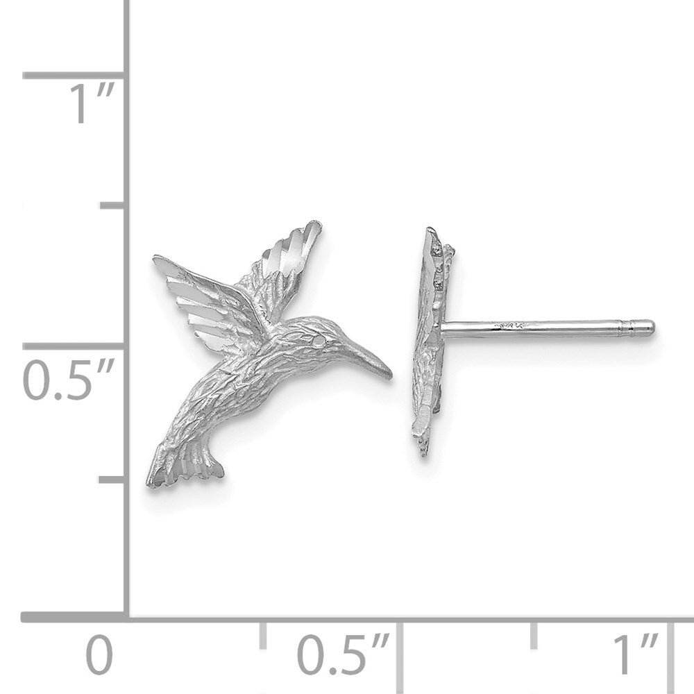 14k White Gold Hummingbird Stud Earrings Gift for Women