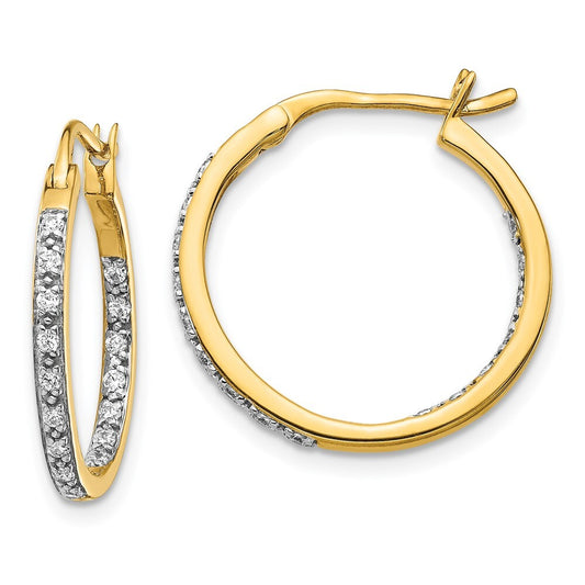 14k Yellow Gold Diamond In Out Hoop Earrings