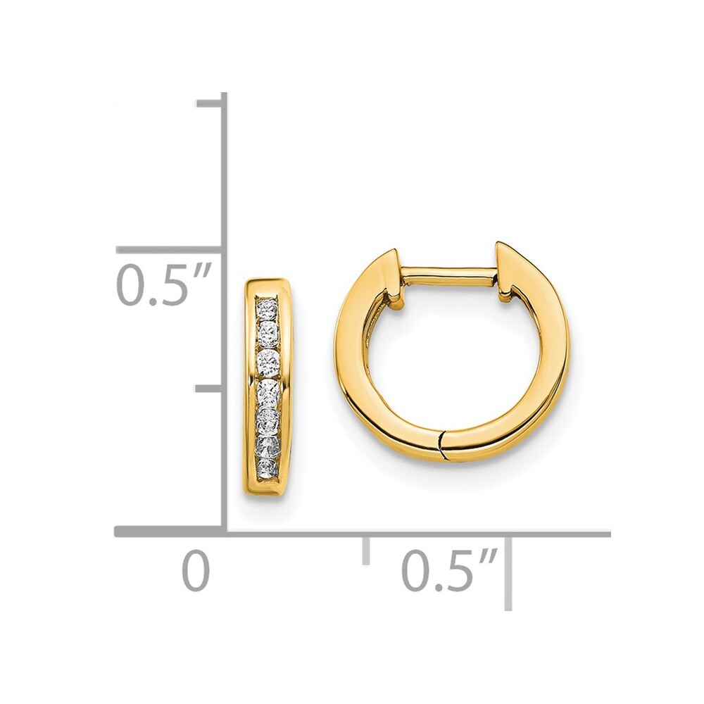 14k Yellow Gold Gold Polished Diamond Hinged Hoop Earrings