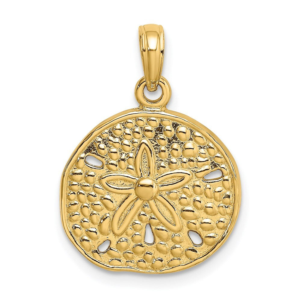 14k Yellow Gold Cut-Out Sand Dollar Charm Pendant for Women
