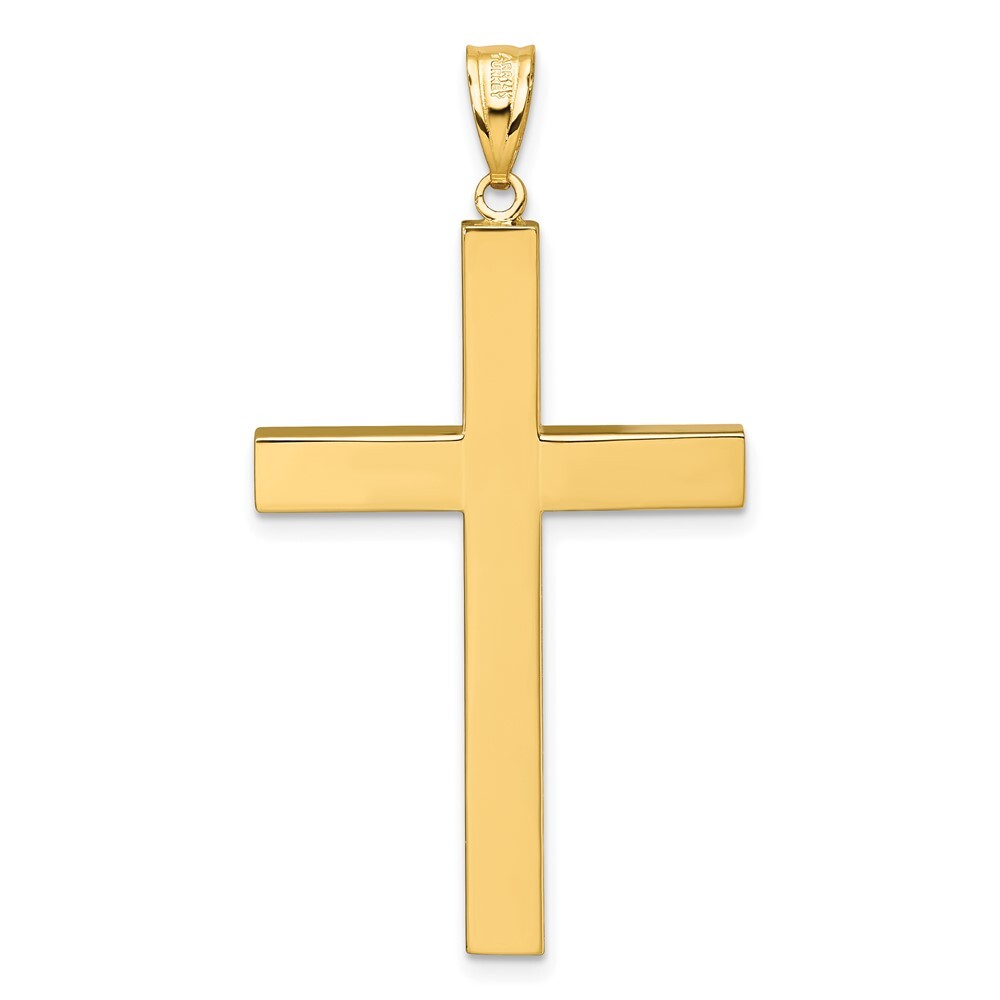 14k Yellow Gold Polished Hollow Cross Pendant