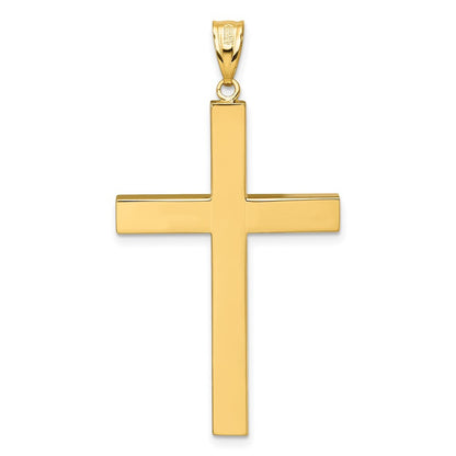 14k Yellow Gold Polished Hollow Cross Pendant