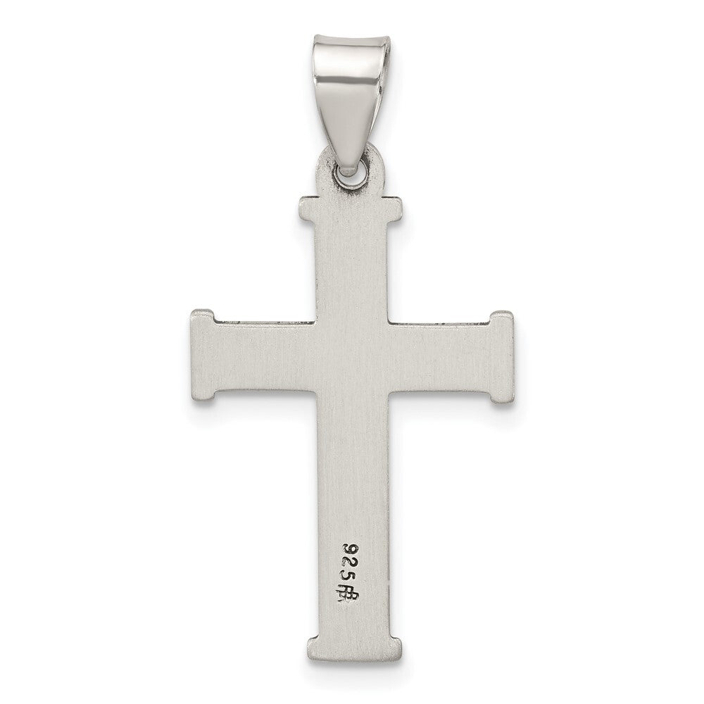 Sterling Silver Antiqued Solid Textured Cross Pendant