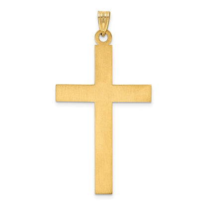 14k Yellow Gold Solid Laser Etched Cross Pendant for Women