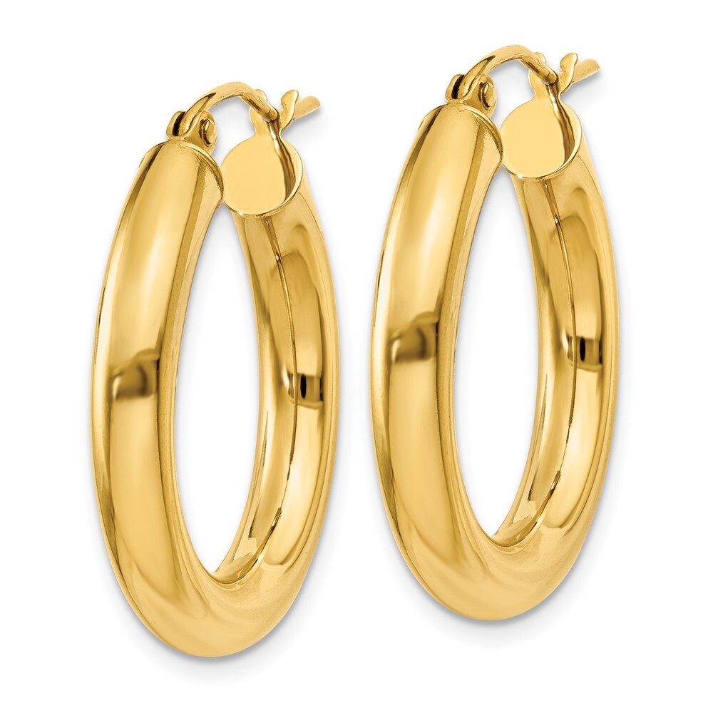 14k Yellow Gold Polished 4mm Lightweight Tube Hoop Earrings Gift for Women