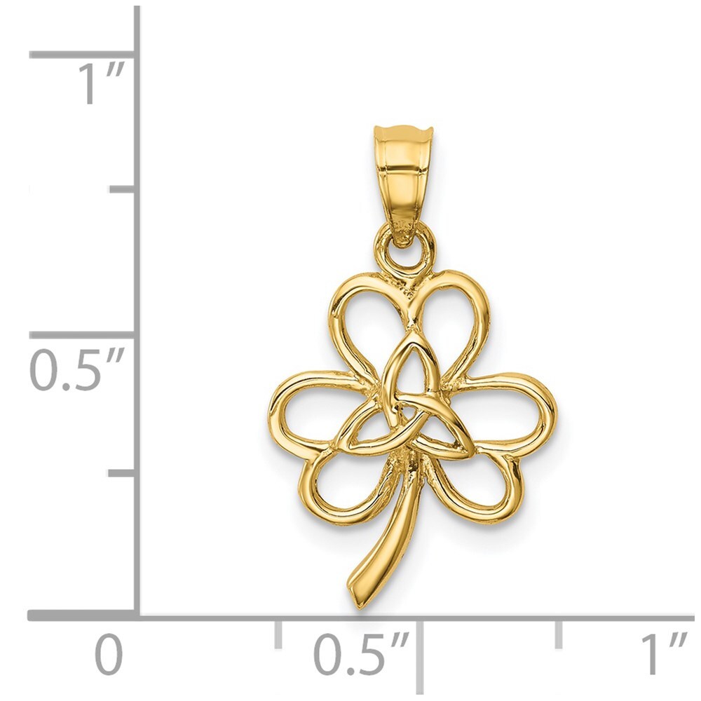 14k Yellow Gold Polished Trinity Clover Pendant for Women