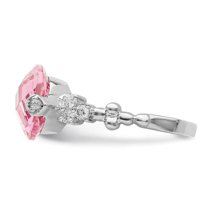 Sterling Silver Rhodium-plated Pink and Clear Cubic Zirconia Ring Size 6