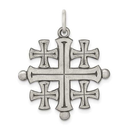 Sterling Silver Antiqued Jerusalem Cross Pendant Holiday Gift for Women