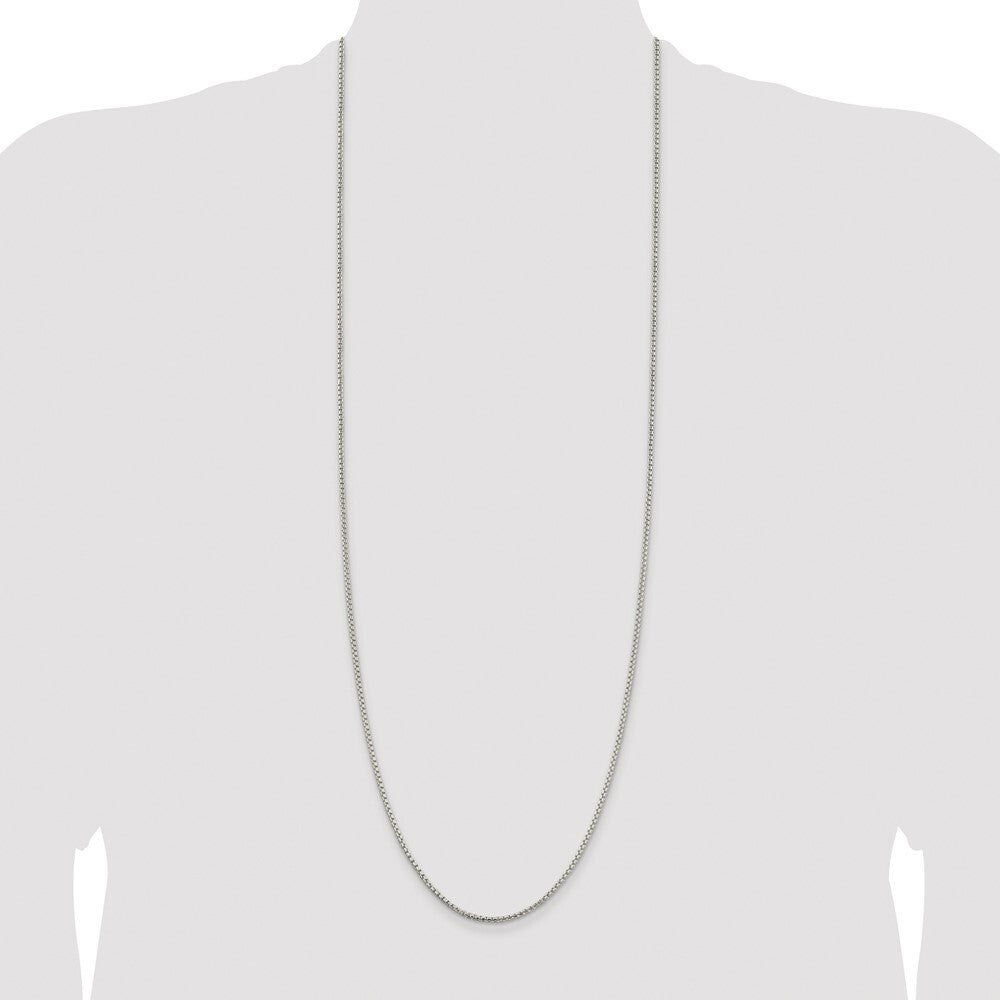 Sterling Silver Rhodium-plated 2mm Round Box Chain