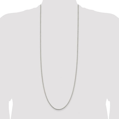 Sterling Silver Rhodium-plated 2mm Round Box Chain