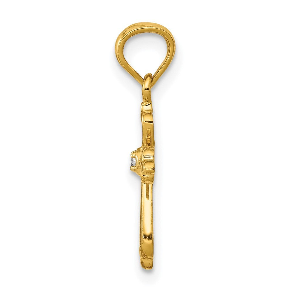 14k Yellow Gold Diamond Accented Cross Pendant