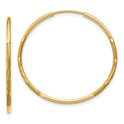 14k Yellow Gold 1.25mm Diamond-cut Endless Hoop Earring