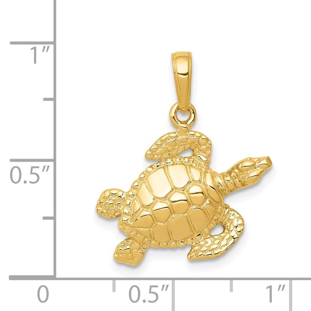 14k Yellow Gold Sea Turtle Pendant for Women