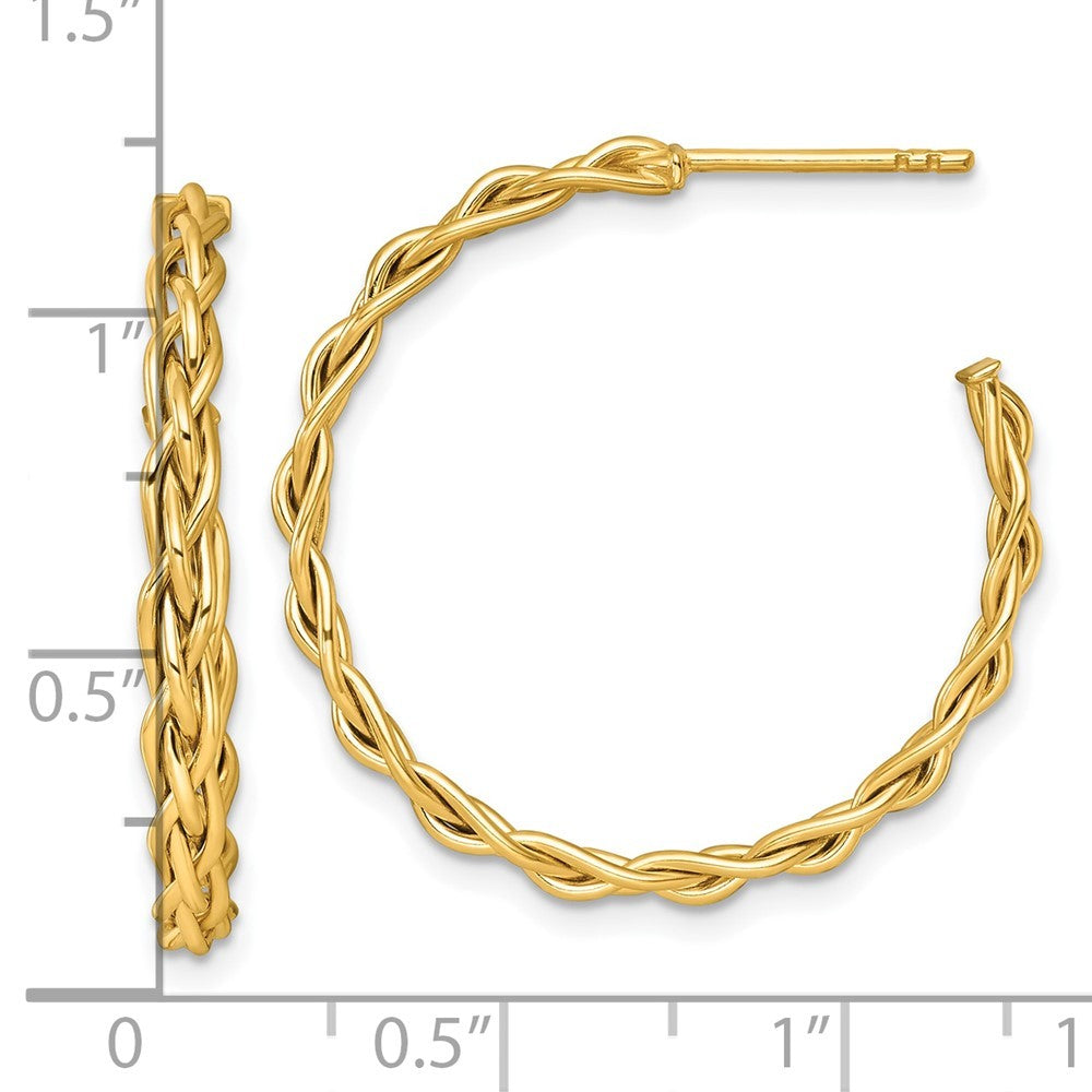 14k Yellow Gold Polished Woven Braid 3 x 29mm C-Hoop Earrings