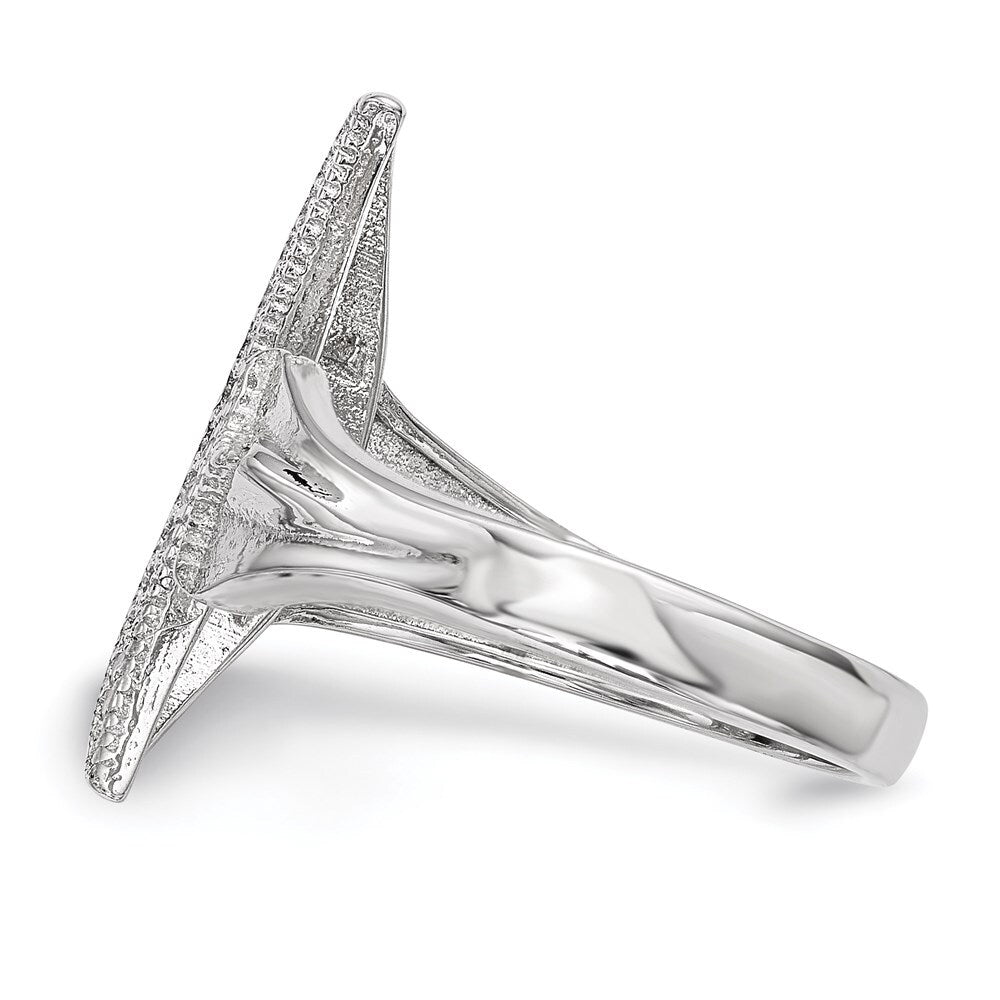 Sterling Silver Rhodium-plated Cubic Zirconia Moon w/Star Polished Ring Size 6