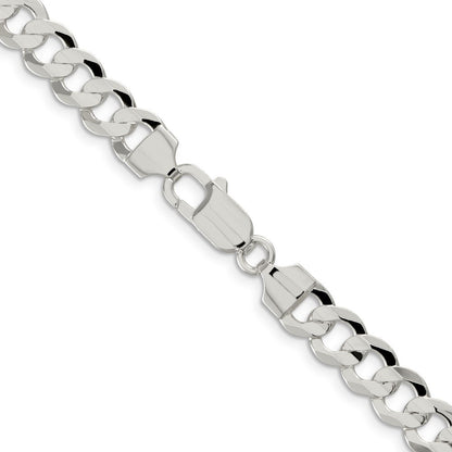 Sterling Silver 7.8mm Concave Beveled Curb Chain Necklace