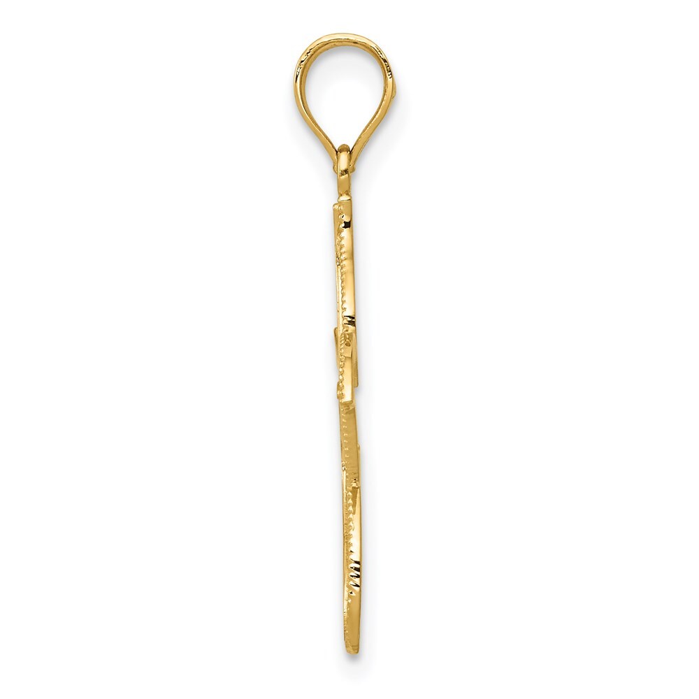 14k Yellow Gold Polished Filigree Starfish Pendant for Women