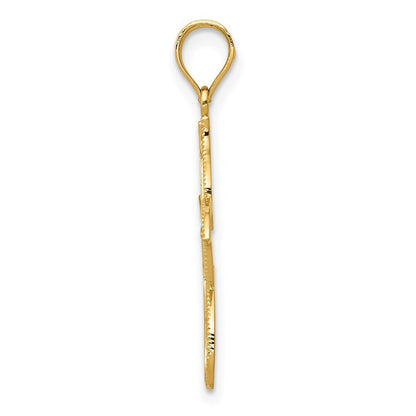 14k Yellow Gold Polished Filigree Starfish Pendant for Women
