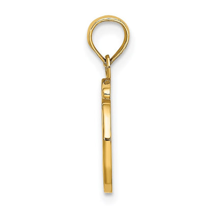 14k Yellow Gold Script Letter O Initial Pendant