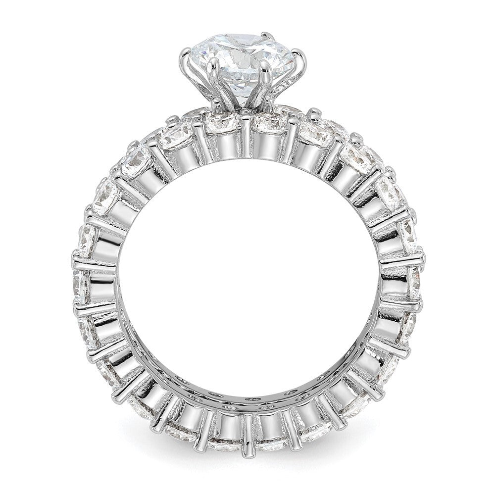 Sterling Silver Rhodium-plated Cubic Zirconia 2 Piece Wedding Set Ring Size 7