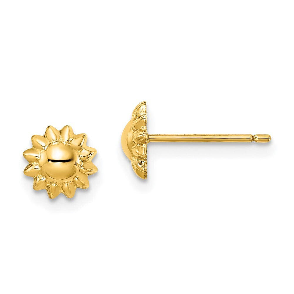 14k Yellow Gold Sunflower Stud Earrings Gift for Women