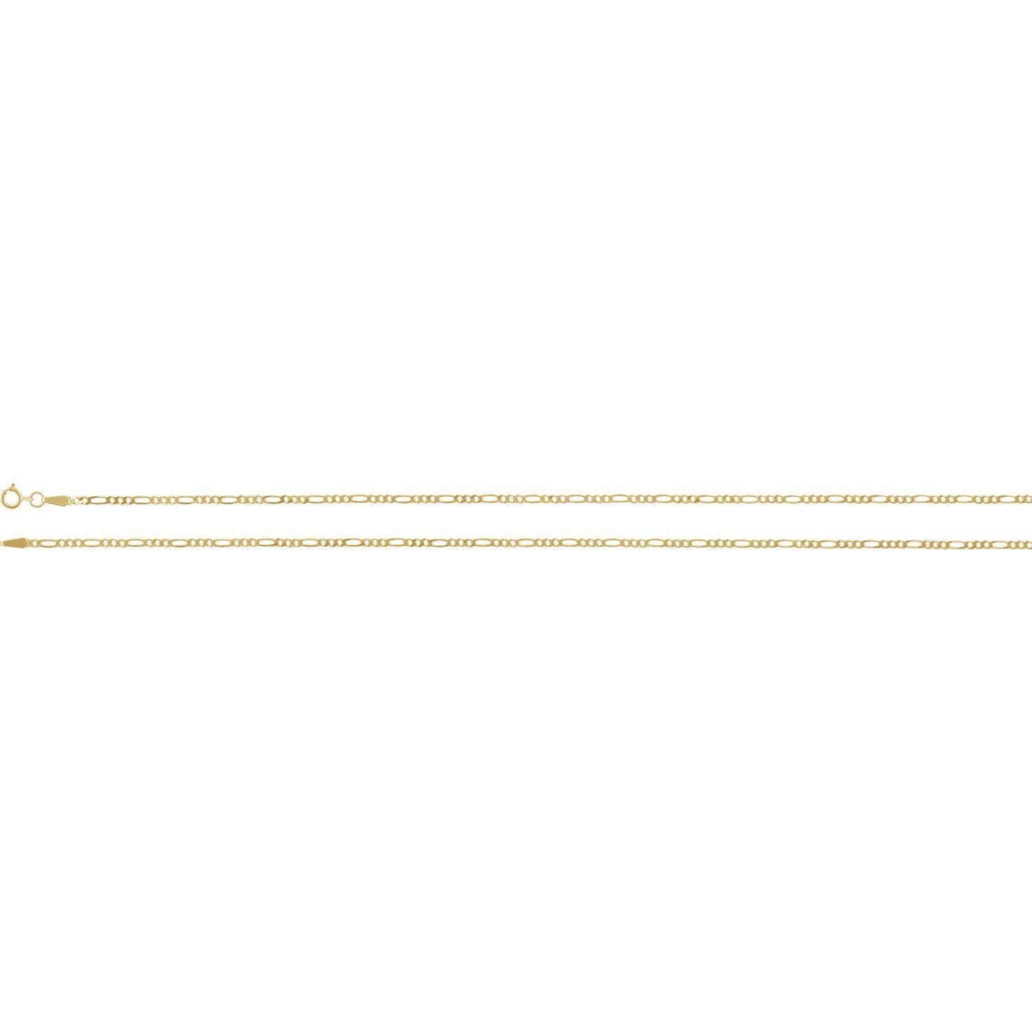 14k Yellow Gold 1.9 mm Diamond-Cut Figaro 20" Chain Necklace Fine Gift for Women