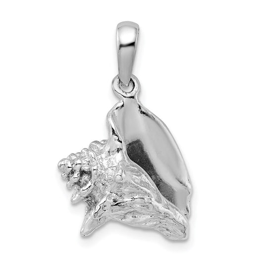 Sterling Silver Rhodium-Plated Polished 3D Conch Shell Pendant