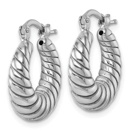 Sterling Silver Polished 5.5 x 18mm Twisted Graduated Tube Hoop Earrings