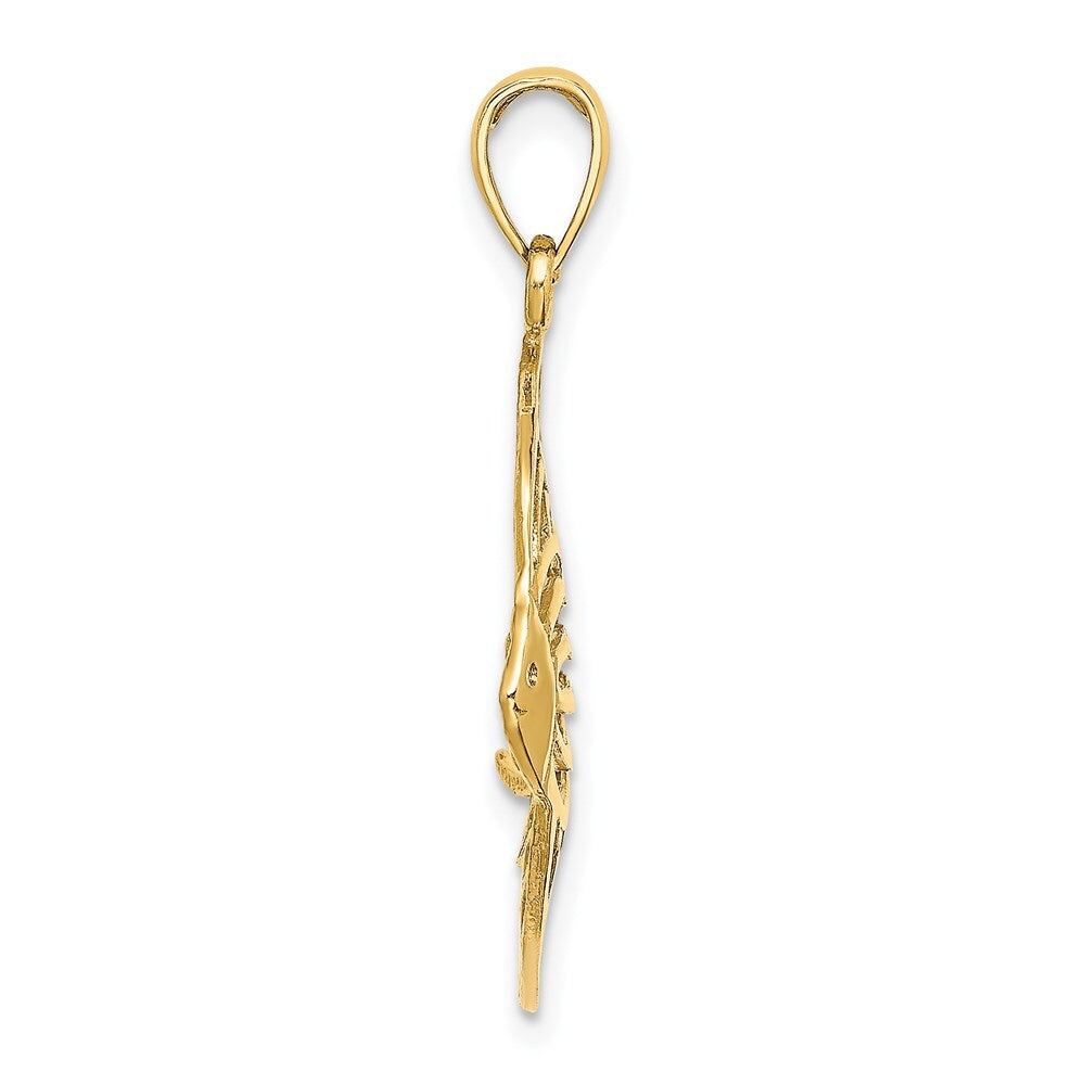 14k Yellow Gold Cut-Out Angelfish Charm Pendant for Women