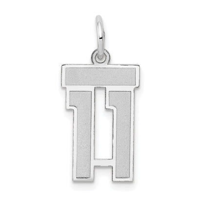 14k White Gold Small Satin Number 11 Charm Pendant for Women