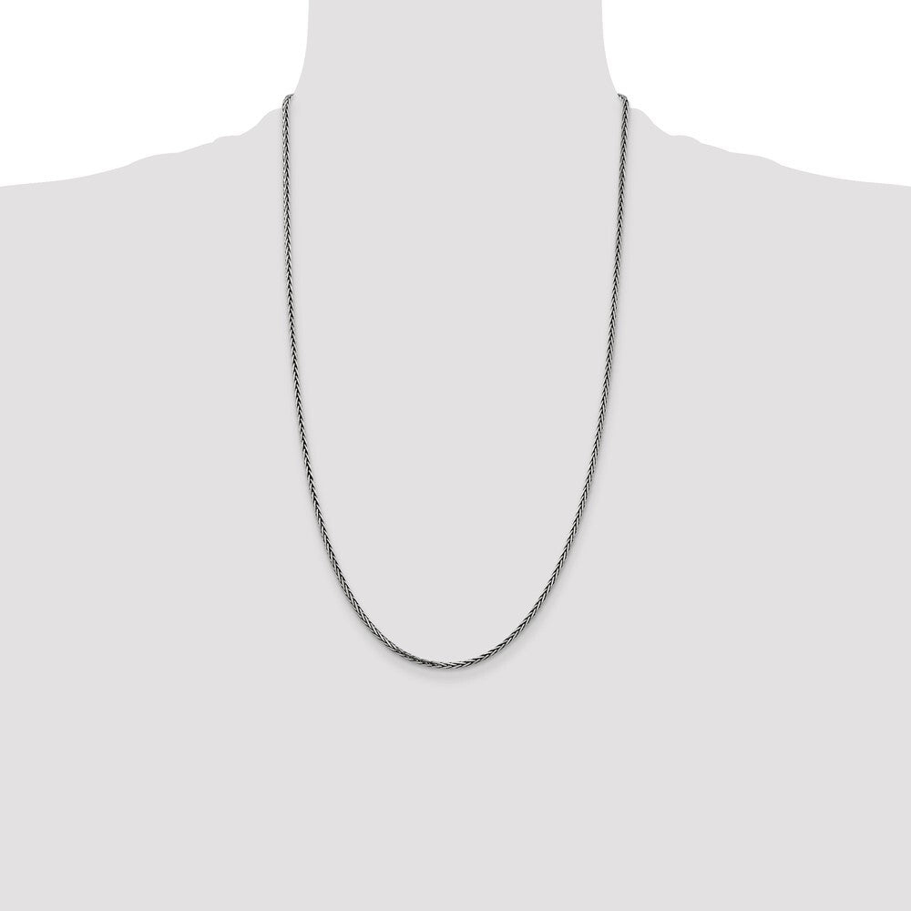 Sterling Silver Antiqued 2.2mm Solid Square Spiga Chain