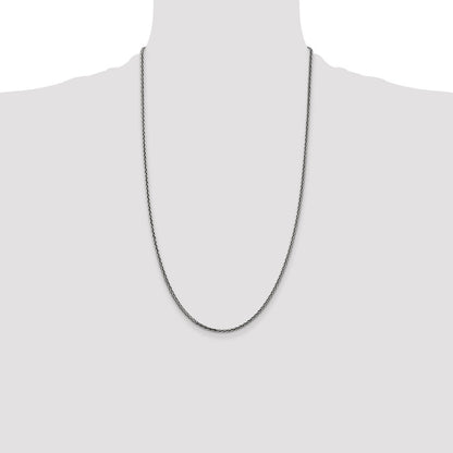 Sterling Silver Antiqued 2.2mm Solid Square Spiga Chain