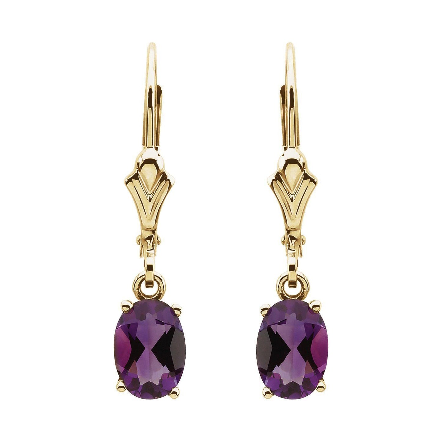 14k Yellow Gold Natural Amethyst Stud Earrings Fine Jewelry Gift for Women