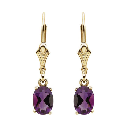 14k Yellow Gold Natural Amethyst Stud Earrings Fine Jewelry Gift for Women