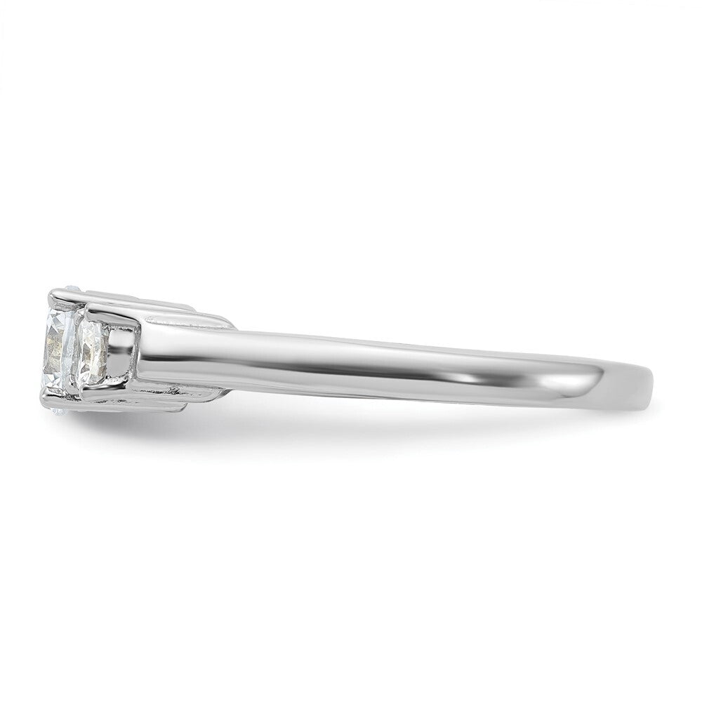 Sterling Silver Rhodium-plated Three Cubic Zirconia Ring Size 8