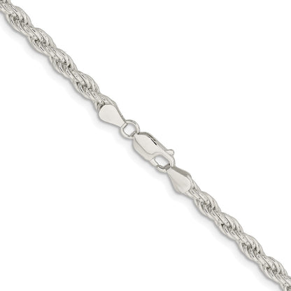 Sterling Silver Rhodium-plated 5mm Solid Rope Chain Necklace