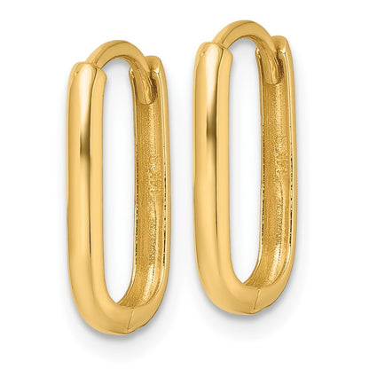 14k Yellow Gold Polished Rectangle 2.00mm Hinged Hoop Earrings