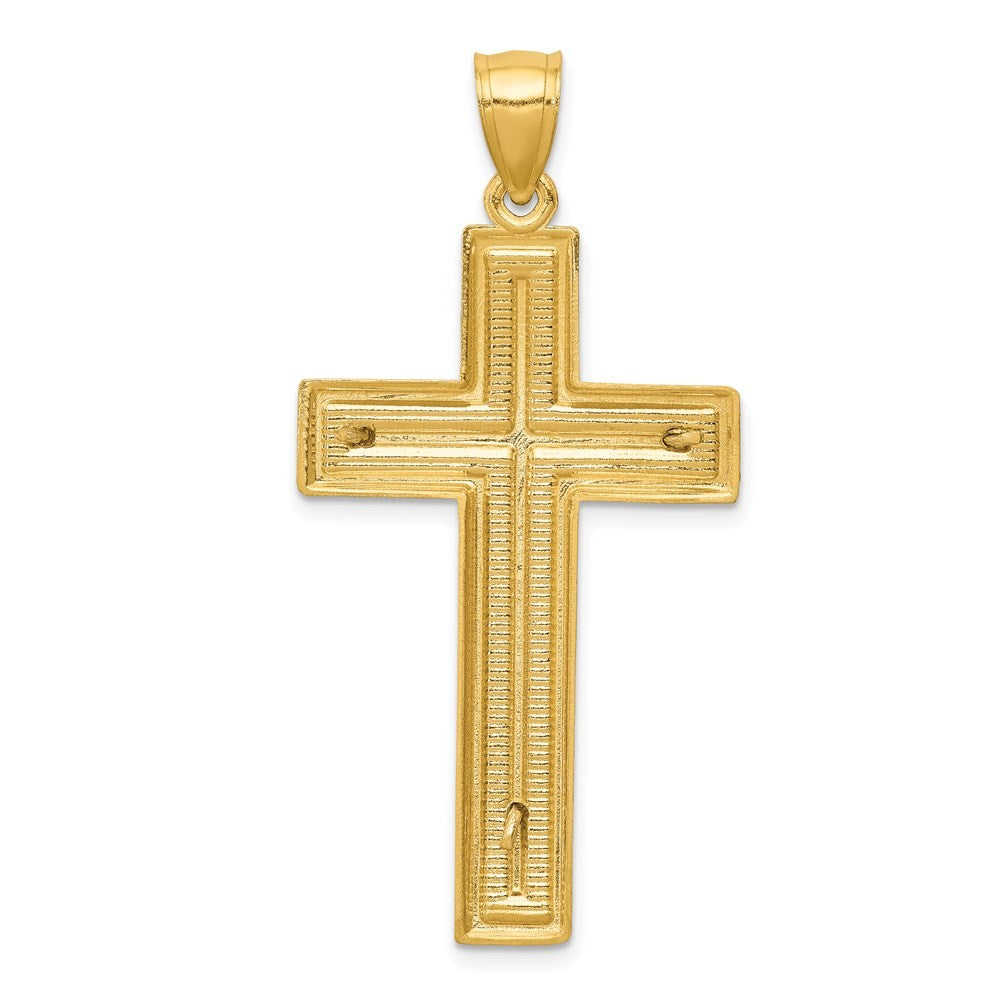 14k Two-Tone Gold Diamond-cut Latin Crucifix Pendant