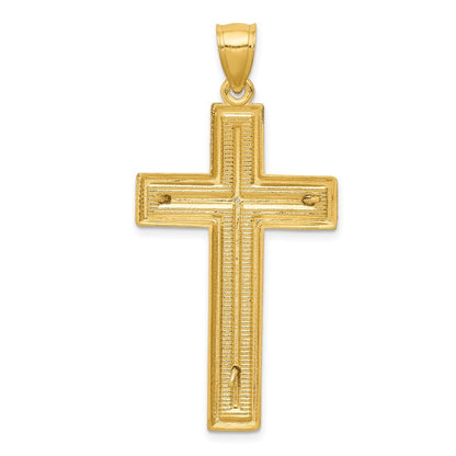 14k Two-Tone Gold Diamond-cut Latin Crucifix Pendant