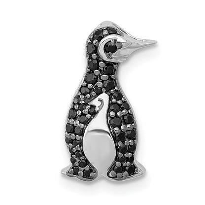 14k White Gold 1/5ct. Black Diamond Penguin Chain Slide Pendant for Women
