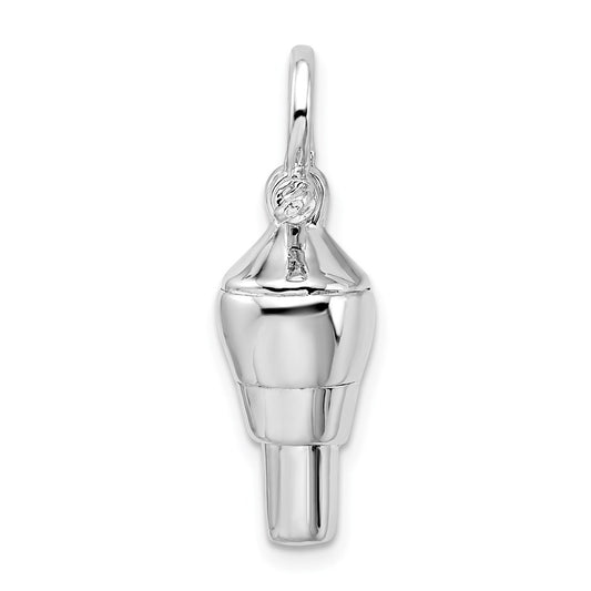 Sterling Silver Rhodium-Plated Polished 3D Swivel with Shackle Bail Pendant
