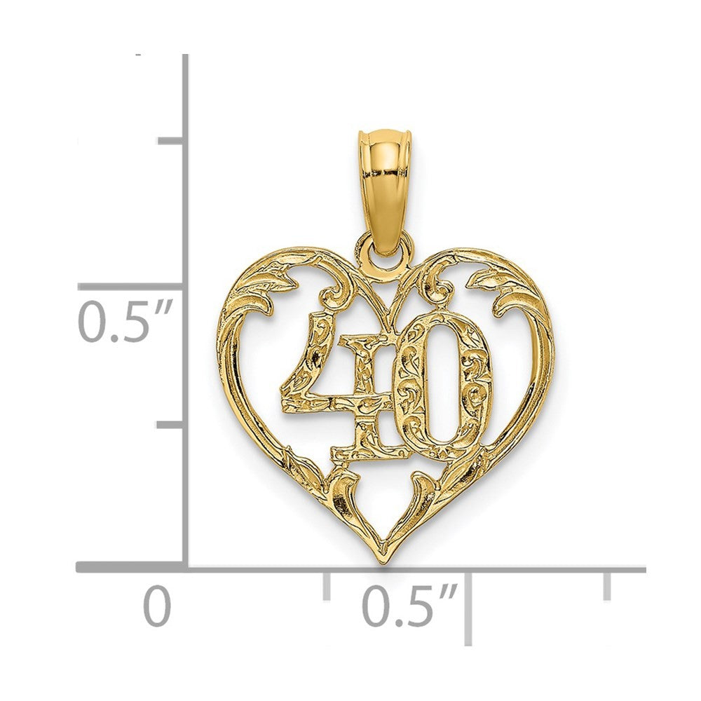 14k Yellow Gold 40 In Heart Charm
