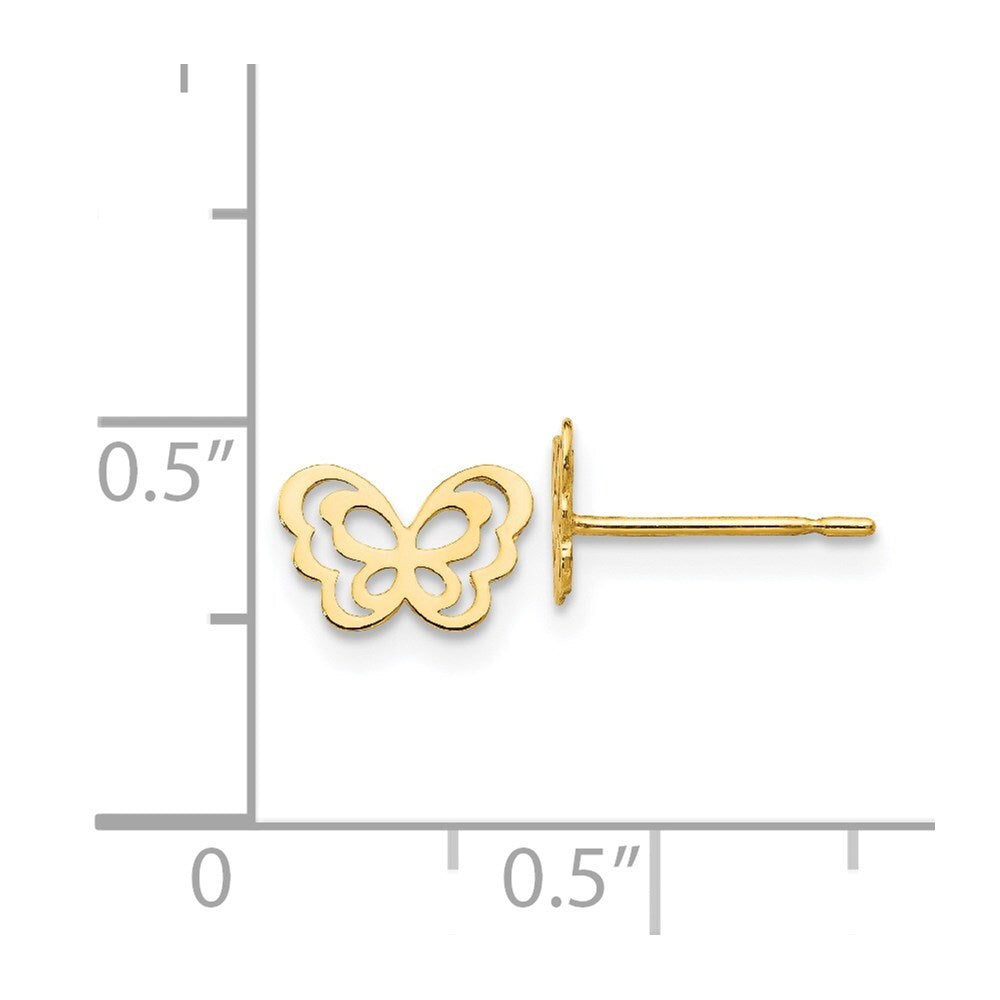 14k Yellow Gold Children's Butterfly Stud Earrings