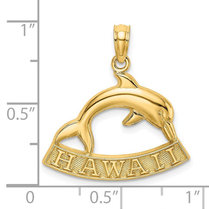 14k Yellow Gold HAWAII Dolphin Charm Pendant for Women