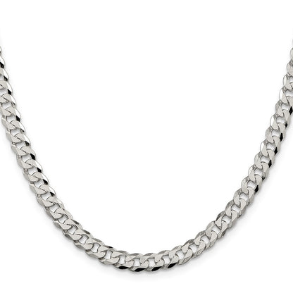 Sterling Silver 6mm Beveled Curb Chain Necklace
