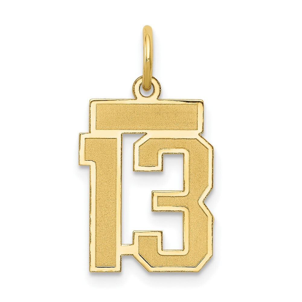 14k Yellow Gold Small Satin Number 13 Charm Pendant for Women