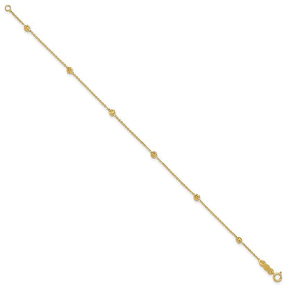 14k Yellow Gold  and Diamond-cut Tiny Puffed Circles 6-Station 7.25" Bracelet