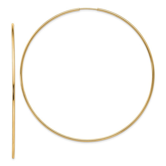 14k Yellow Gold Polished Endless Tube Hoop Earrings